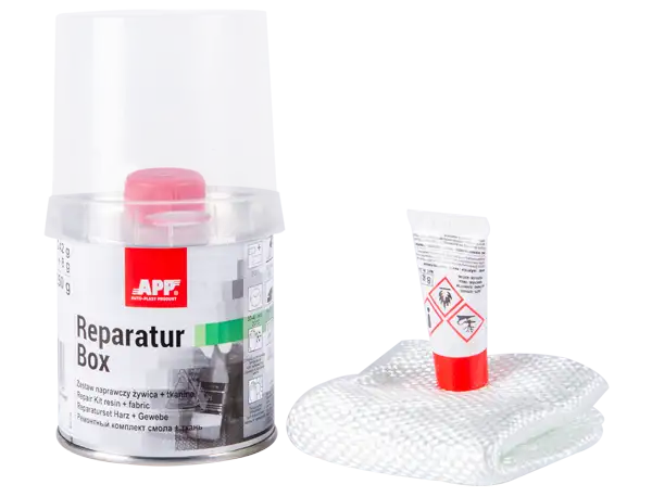 APP Kit de réparation résine polyester 2k + tissu polylam Reparatur bo