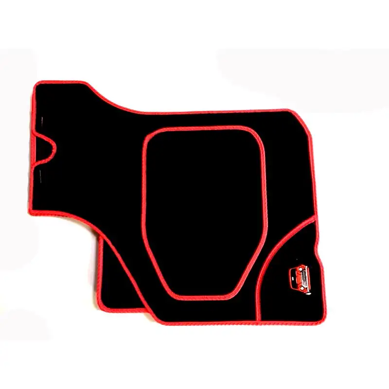 4 tapis de sol (noir) liseré rouge Broderie Mini