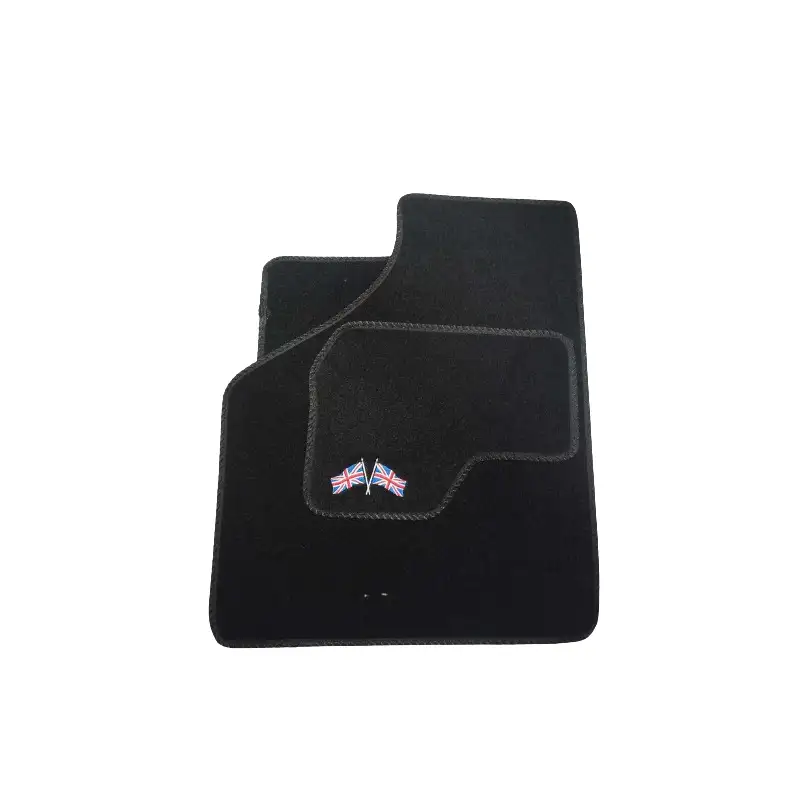 4 tapis de sol (noir) Union Jack liseré noir - Austin Mini