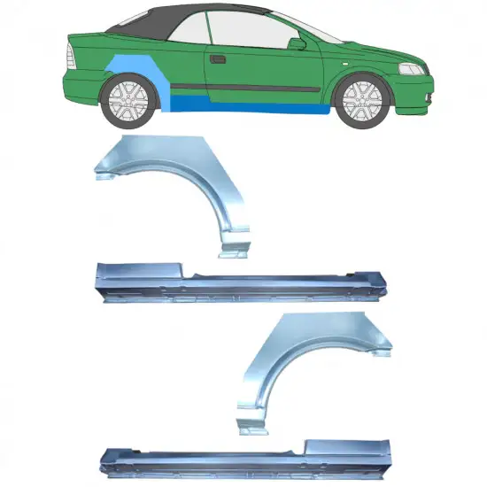 Réparation bas de caisse + passage de roue arrière pour Opel Astra G 1998-2009 / COUPE / CABRIO / Ensemble <br/>ID:12594