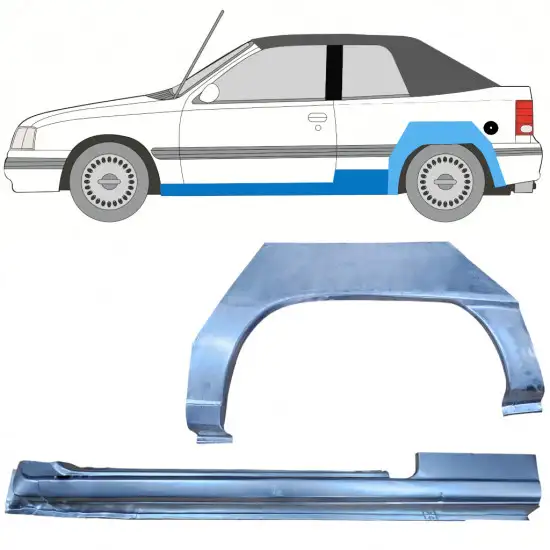 Réparation bas de caisse + passage de roue arrière pour Opel Kadett E Astra 1984-1993 / Gauche / CABRIO / Ensemble <br/>ID:12584