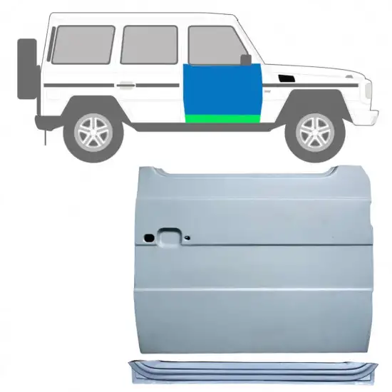 Panneau de réparation de porte avant intérieur + extérieur pour Mercedes G-Class W460 W461 W463 1979- / Droite / Ensemble <br/>ID:12035
