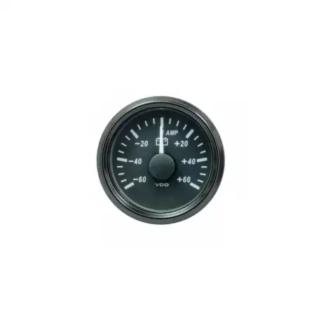Ampèremètre VDO SingleViu Diamètre 52mm Fond Noir -60A/+60A