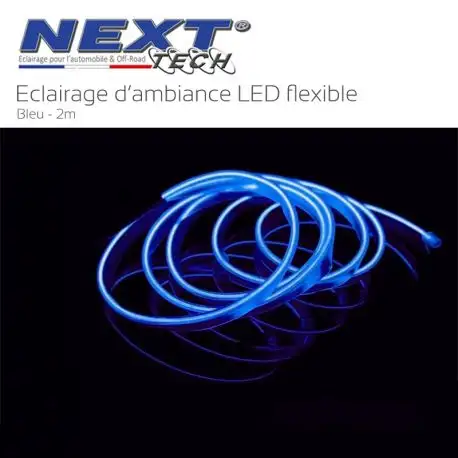 Eclairage LED d'ambiance flexible 2M pour habitacle véhicule - Bleu