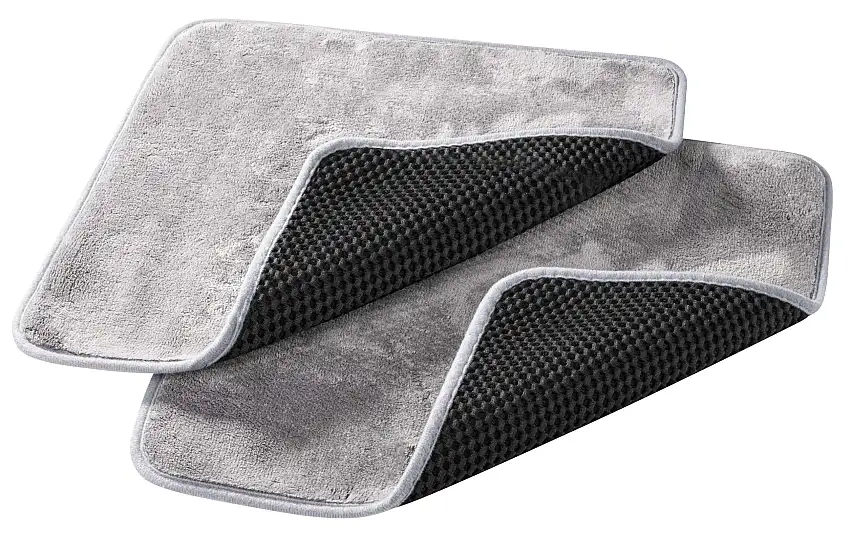 2in1 chiffon de lavage, 2x chiffon de récurage, chiffon en microfibres double face noir-gris 40x40 cm