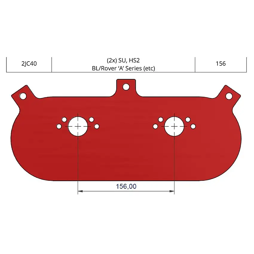 Plaque de base ITG pour SU HS2 Carbs avec centres de 156 mm