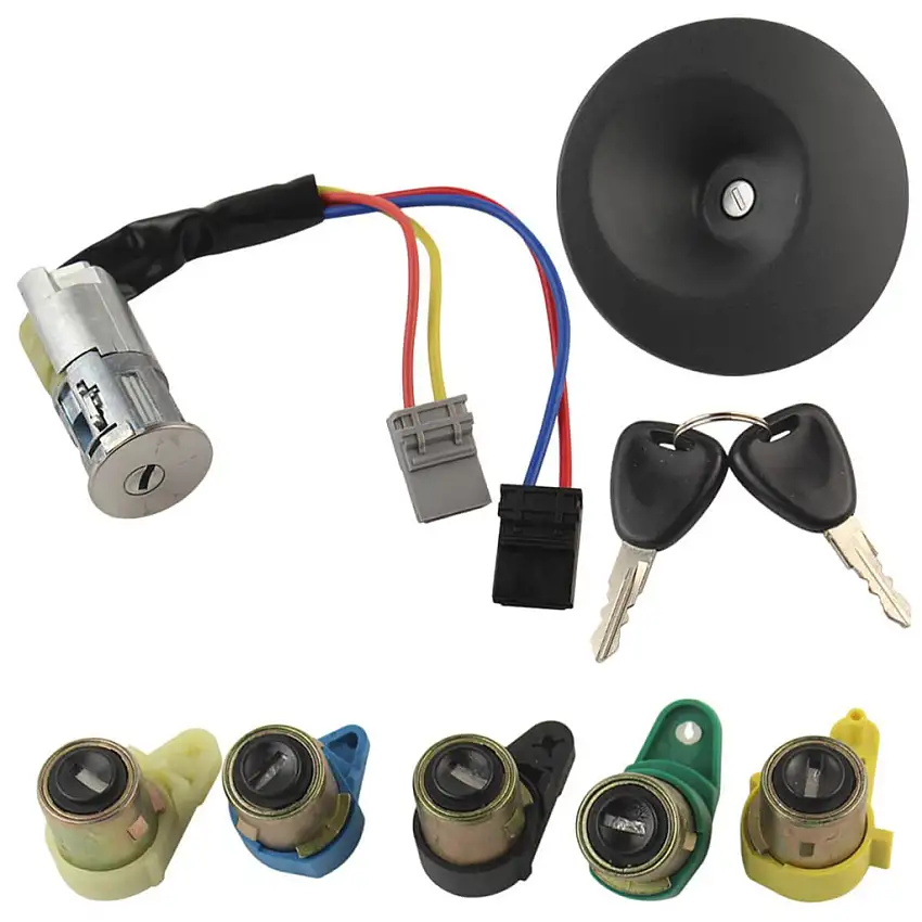Lot de 5 serrures de porte + neiman + bouchon de réservoir pour Nissan Kubistar (2003-2009) avec double de clés 7701472590