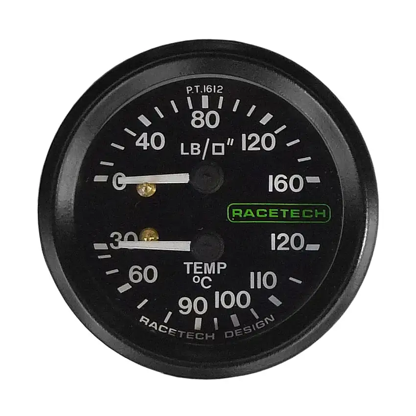 Pression Racetech huile (160 psi) / température d'huile double jauge