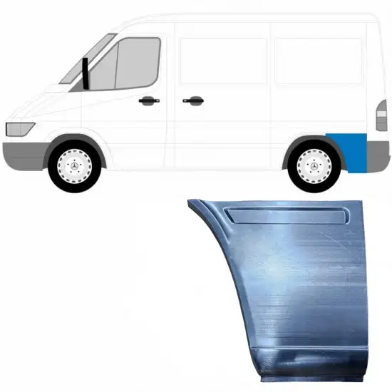 Panneau de réparation arc d'aile arrière, partie inférieure derrière la roue pour Mercedes Sprinter 1995- / SWB / Gauche <br/>ID:5586