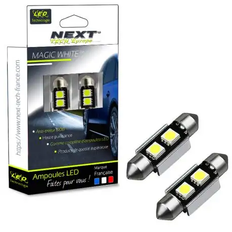 Veilleuses ampoules navette C3W 31mm à 2 Led CANBUS