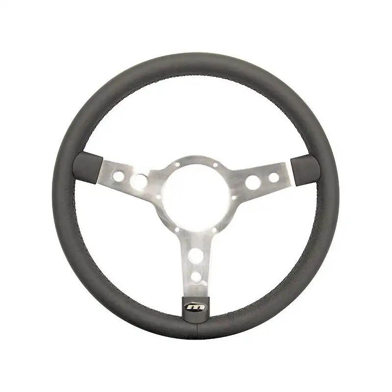 Volant cuir/Alu chromé Mountney - 13'' Tulipé